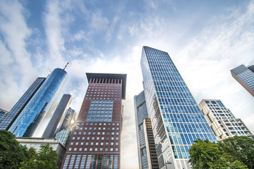 Fototapeta na wymiar Frankfurt Bankenviertel Hochhäuser Skyscrapers