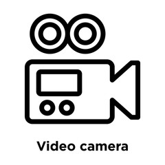 Video camera icon vector sign and symbol isolated on white background, Video camera logo concept