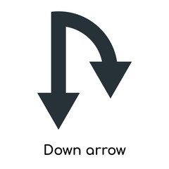 Down arrow icon vector sign and symbol isolated on white background, Down arrow logo concept