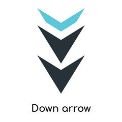 Down arrow icon vector sign and symbol isolated on white background, Down arrow logo concept