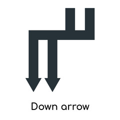 Down arrow icon vector sign and symbol isolated on white background, Down arrow logo concept