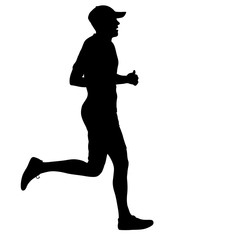 Black Silhouettes Runners sprint men on white background