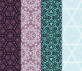 set of Vector seamless pattern with geometric, floral style background. for printing on fabric, paper for scrapbooking, wallpaper, cover, page book.