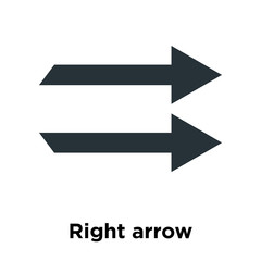 Fototapeta premium Right arrow icon vector sign and symbol isolated on white background, Right arrow logo concept