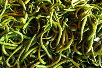 Pepper background texture of hot chili seasoning is a fiery dish for sale.