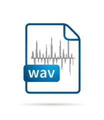 Bright blue file icon with WAV extension isolated on white
