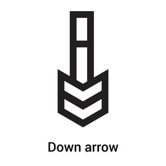 Down arrow icon vector sign and symbol isolated on white background, Down arrow logo concept