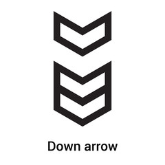 Down arrow icon vector sign and symbol isolated on white background, Down arrow logo concept