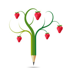 Pencil like a strawberry, concept acology