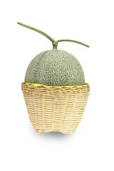 melon or cantaloupe melon with seeds isolated on white background