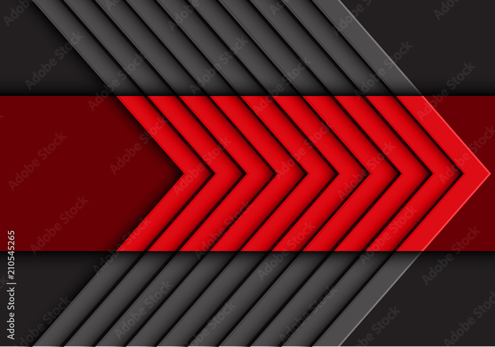 Aufkleber abstract red gray arrow pattern on dark design modern futurisitc background vector illustration.