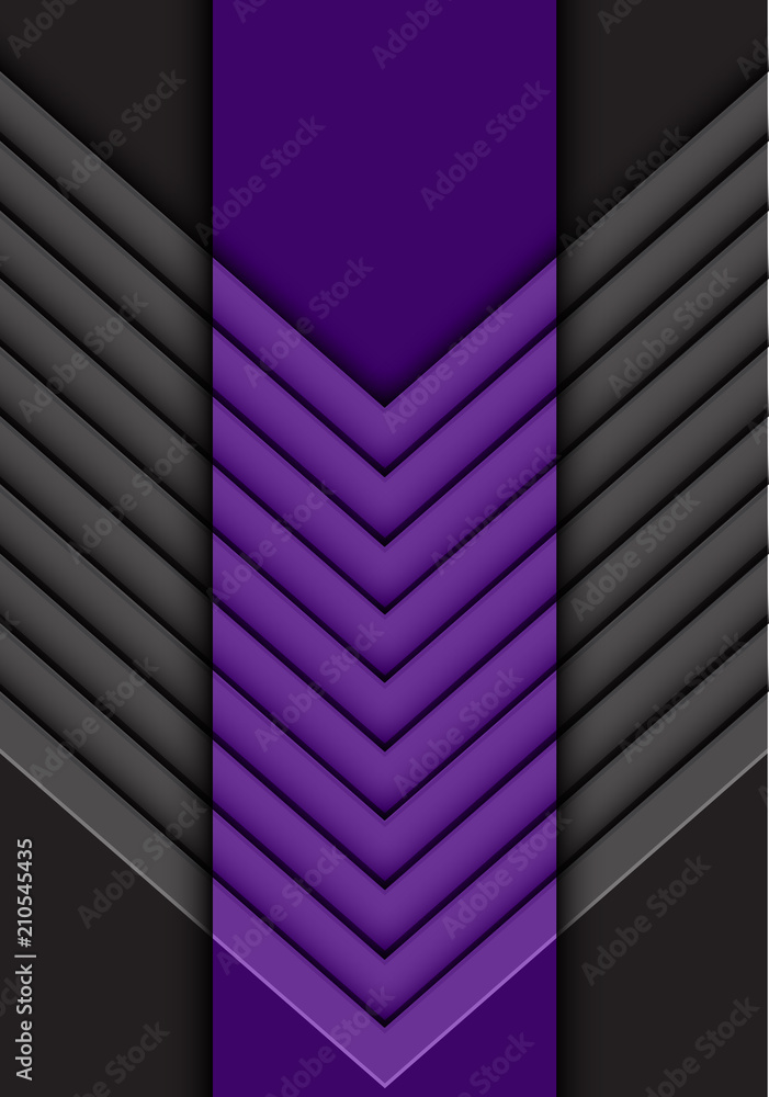 Poster abstract purple gray arrow pattern on dark design modern futurisitc background vector illustration.