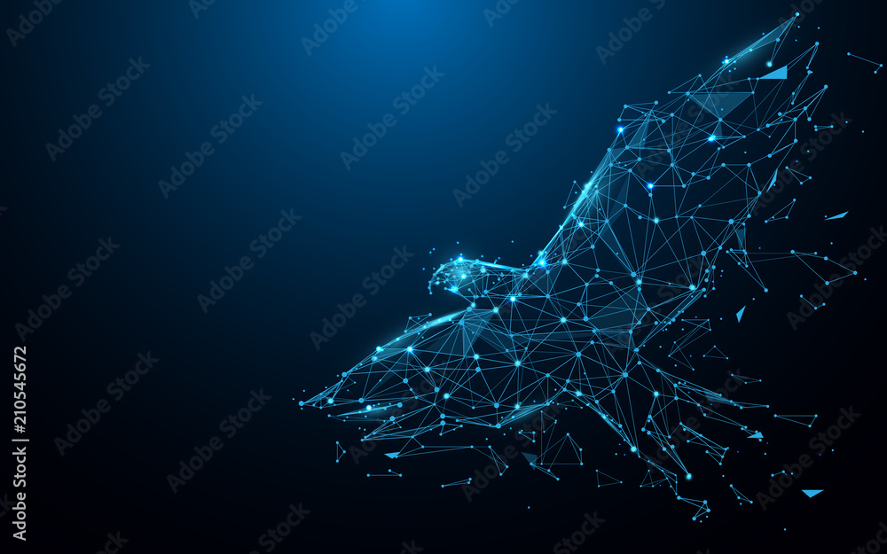 Aufkleber Eagle fly form lines, triangles and particle style design. Illustration vector