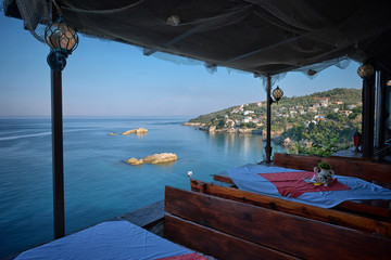 Fototapeta na wymiar Sea View From Restaurant, Montenegro