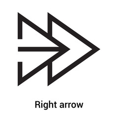 Right arrow icon vector sign and symbol isolated on white background, Right arrow logo concept