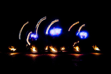 fiery pieces of a fire show
