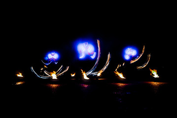 fiery pieces of a fire show