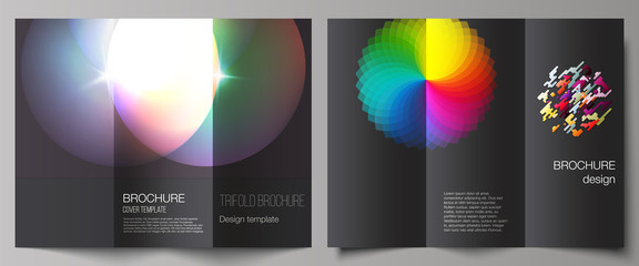 The minimal vector illustration of editable layout. Modern creative covers design templates for trifold brochure or flyer. Abstract colorful geometric backgrounds in minimalistic design to choose from