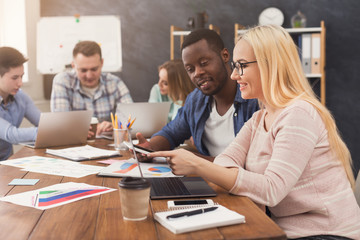 Business partners work at modern office