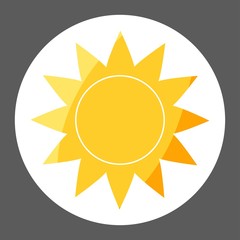 Vector image of the sun. Sunny weather. Vector weather forecast icon colored sticker. Layers grouped for easy editing illustration.  For your design.