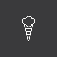 line ice cream icon on dark background