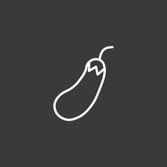 line eggplant icon on dark background