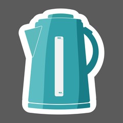 Vector icon colored sticker an electric kettle. Layers grouped for easy editing illustration.  For your design.