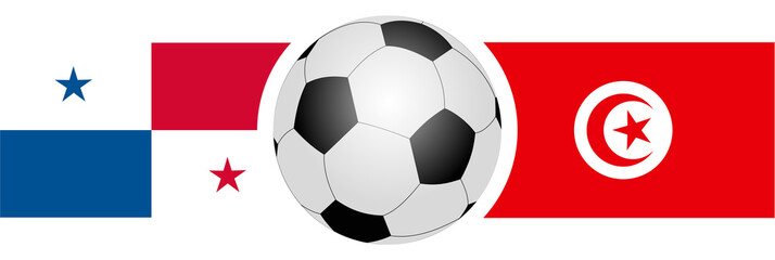 Panama gegen Tunesien Fußball WM2018 Flaggen mit Fußball