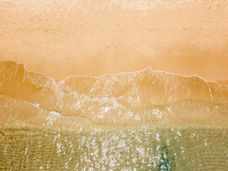 Aerial Panoramic Drone View Of Blue Ocean Waves And Beautiful Sandy Beach in Portugal