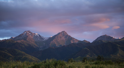 Fototapeta na wymiar Almaty mountain, mountains at sunset