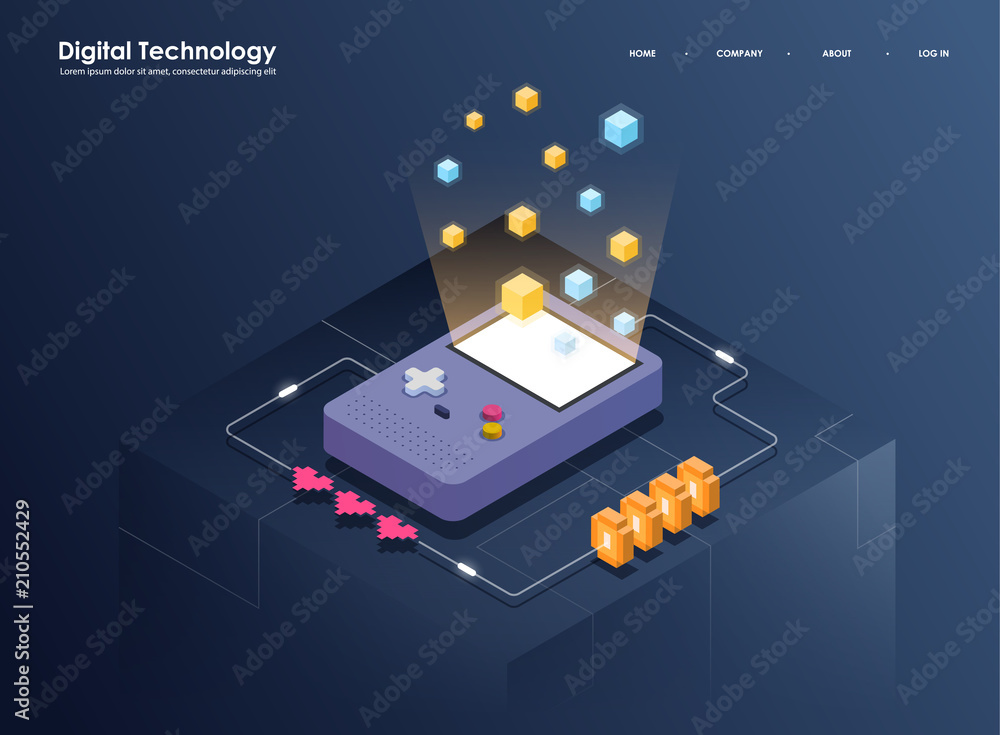 Aufkleber augmented reality concept isometric banner. flat design template for mobile app and website. virtual
