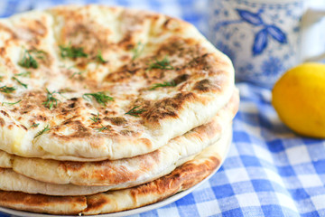 Homemade khachapuri with brynza