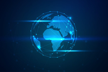 Global network connection with business concept and world map, vector illustrator