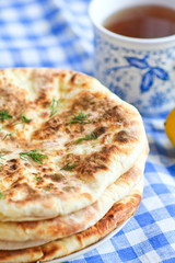 Homemade khachapuri with brynza