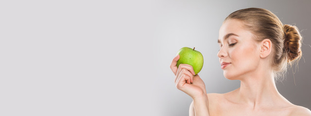 Perfect woman with apple