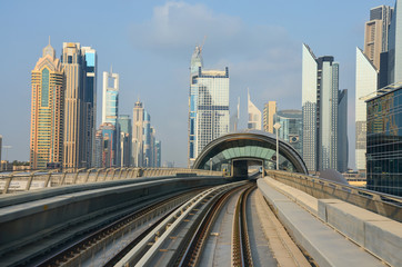 Fototapeta na wymiar Dubai Metro as world's longest fully automated metro network (75 km). March 4, 2015 Dubai, UAE.