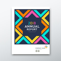 Cover annual report colorful triangle pattern design background vector illustration