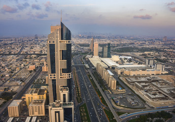 Fototapeta na wymiar Sheikh Zayed Road in Dubai in a day