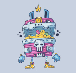 Naklejka premium Funny Treasure Chest. Cartoon illustration for print and web. Character in the modern graphic style.