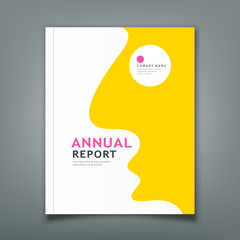 Cover Annual Report face people yellow on white background design, vector illustration