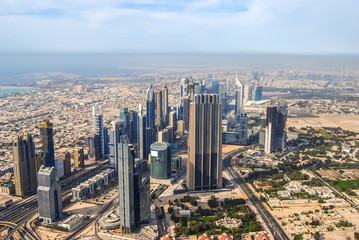 Fototapeta na wymiar Dubai - The skyline of Downtown panorama