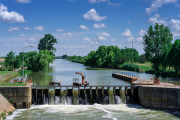 an old concrete floodgate for the passage