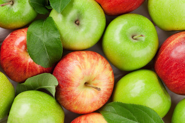 Green and red apples