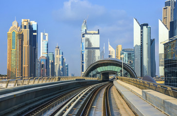 Fototapeta na wymiar Dubai Metro as world's longest fully automated metro network (75 km). March 4, 2015 Dubai, UAE.