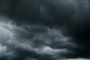 Dark clouds and thunderstorm with rainy, Dramatic  black clouds in summer