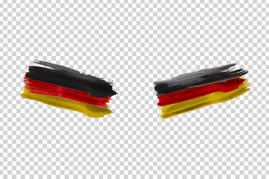 Vector realistic isolated paint on cheeks for football fans with Germany flag coloring for photo decoration and covering on the transparent background. Concept of football championship.