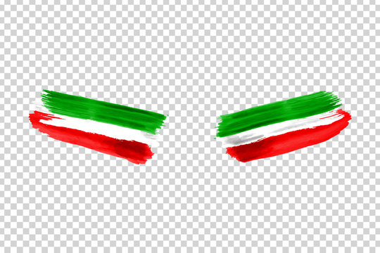 Vector realistic isolated paint on cheeks for football fans with Italy flag coloring for photo decoration and covering on the transparent background. Concept of football championship.