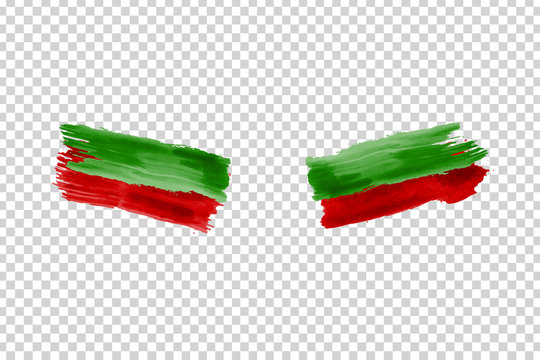 Vector realistic isolated paint on cheeks for football fans with Portugal flag coloring for photo decoration and covering on the transparent background. Concept of football championship.