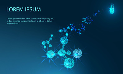 molecules. Abstract image of a starry sky or space, consisting of points, lines, and shapes in the form of planets, stars and the universe. Low poly vector