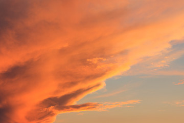 Beautiful orange sunset sky. Natural background